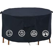 Round Patio Furniture Covers - 90" Dia Waterproof Table & Fire Pit Cover - Anti-Fading for Outdoor Dining Sets