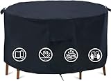 Round Patio Furniture Covers - 74' Dia Waterproof Table & Fire Pit Cover - Anti-Fading for Outdoor Dining Sets