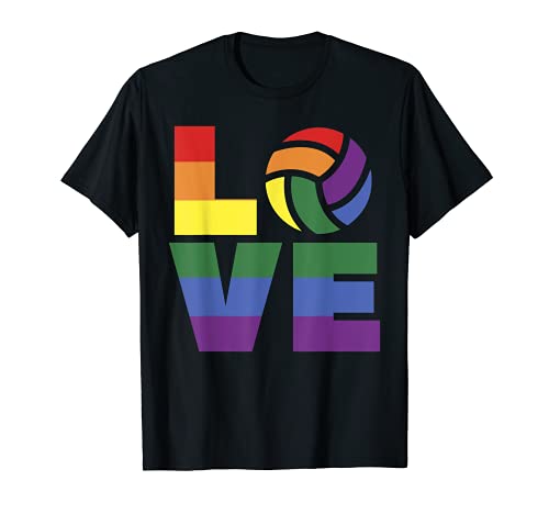 Love Volleyball Funny Rainbow LGBT Pride Sport Player Gift Maglietta