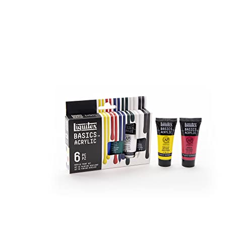 Liquitex Acrylic Basics Set of 6 x 22 ml Colours, Acrylic Paint Set