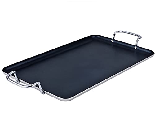 Heavy Gauge Aluminum Non-Stick Double Burner Griddle (19”x12”)