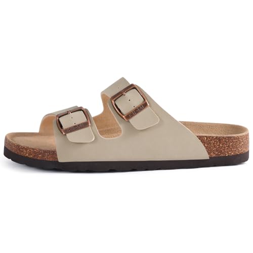 Image of KIDMI Unisex Summer Sandals Arch Support Cork Footbed Slide Sandals with Double Adjustable Buckle for Women Men