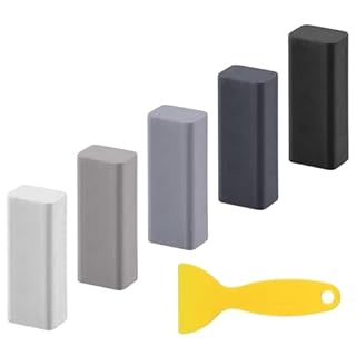 Penriter Wax Filler Wood Repair Sticks with Scraper, Furniture Repair Kit Black White Grey Oak Wood Filler Sticks for Floor Table Door Stains Scratches Holes, Blend to Colour Match(5PCS)