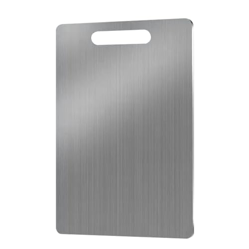 Alfombrillas de corte de acero inoxidable | Tabla de cortar, bloque de carnicero de doble cara, alfombrillas de corte duraderas, resistente a la erosión para carne, verduras, frutas