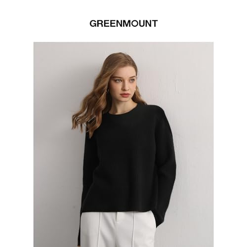 GreenMount Cashmere Sweaters for Women Essential Crewneck Ribbed Long Sleeve Pullover Sweater2