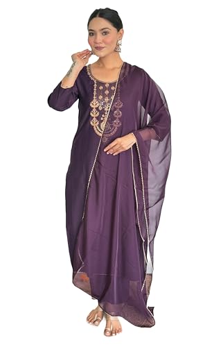 Image of Alvami Women's Silk Solid Regular Kurta Set