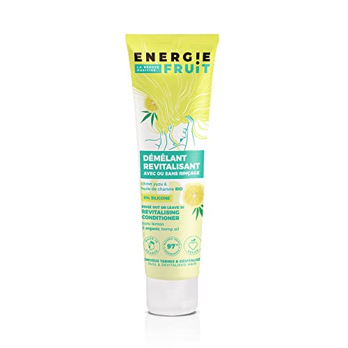 ENERGIE FRUIT | Acondicionador desenredante con o sin aclarado | Sin siliconas | Limón yuzu y cáñamo BIO | Cabellos apagados | Vegano | 150 ml