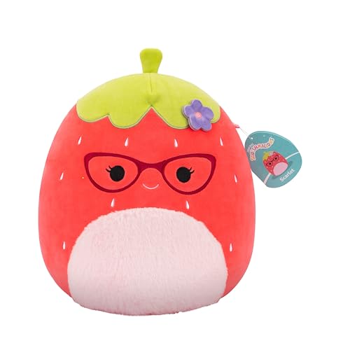 Squishmallows Original 12in Scarlet The Red Strawberry with Glasses and Flower Pin – Official Jazwares Plush (Medium-Sized)