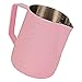 Dianoo Jarra de vapor Espresso de 600 ml, acero inoxidable con termómetro, taza de espuma de leche, jarra de café, arte con leche, color rosa