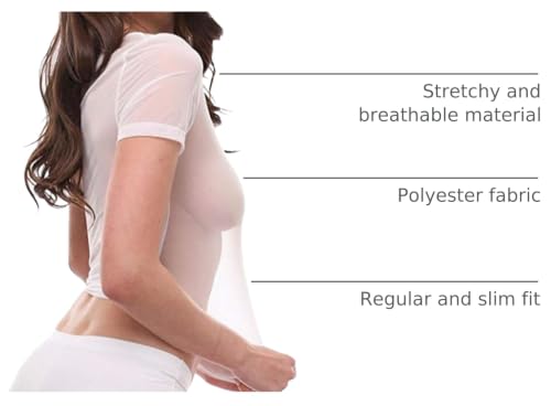 Image of Women's Sheer Lace Lingerie Mesh Short Sleeve Crop Tops Sexy T Shirt See Through Sleepwear Casual Comfort Underwear