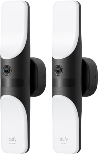 eufy Security eufy Security Wired Wall Light Cam S100 Security Camera Outdoor, 2K Camera with 1200 Lumen Light, Color Night Vision, Motion Activated Light, AI Smart Detection, IP65 Waterproof, 2 Pack