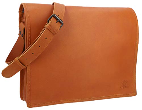 Gusti leren tas studio Mitch laptoptas leer 15 inch lichtbruin