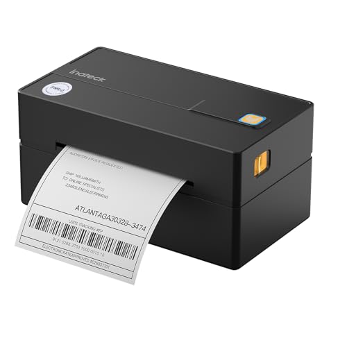 Inateck Mobile Thermo-Etiketten-drucker, Kabelloser 4x6 Versandetiketten Drucker für Versandpakete, Kompatibel mit iPhone, Android, iPad, Windows, MacOS, Chrome, USPS, Schwarz