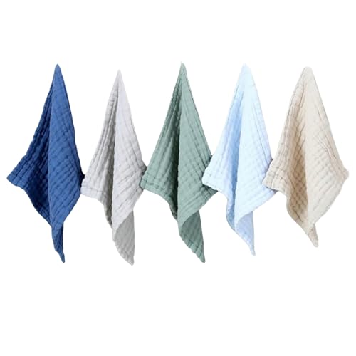 Image of Premium Muslin Baby Burp Cloths - Ultra Soft & Absorbent, 6 Layers for Newborns & Infants - Pack of 5 /10 - Baby Essentials for Baby Feeding (Dark Plain Multicolor, Pack of 10)