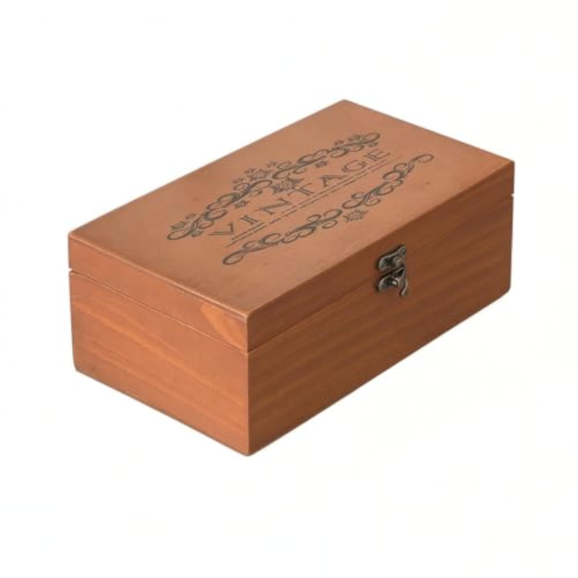 Solid Wood Decorative Box with Hinged Lid