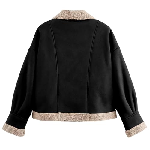 Women's Long Sleeve Oversized Sherpa Fleece Jacket With Cozy Stylish Winter Coat For Casual Wear Warm Outerwear4