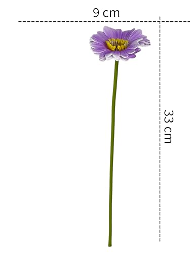 Image of Artificial Gerbera Flower Sticks (Pack of 5) for Home Decor | Realistic Faux Flowers for Vases | Wedding, Office, Living Room & Party Decoration | Long-Lasting, Washable & Reusable