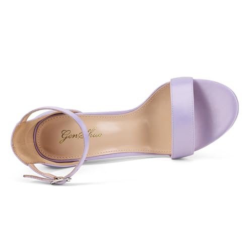 Image of GENSHUO Women's 4-inch Chunky High Heel Sandals with Ankle Strap,Party Wedding Bridal Shoes