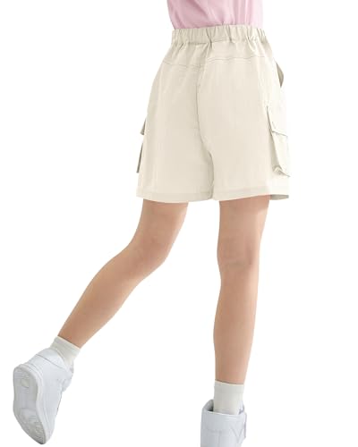 Image of Rolanko Girls Cargo Shorts Lightweight Parachute Short Pants with Pockets Summer Cargo Shorts for Kids Casual Hiking Sports