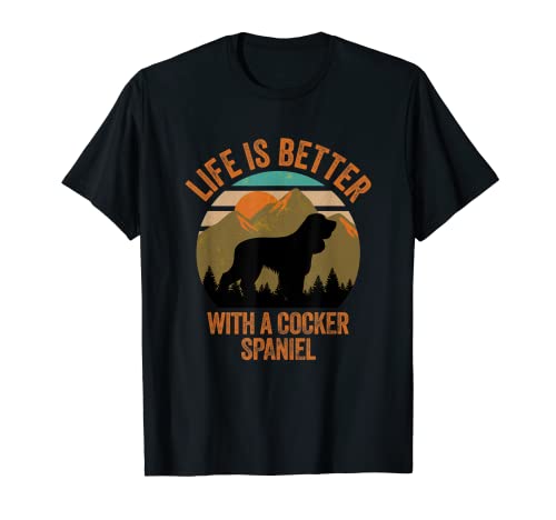 La vida es mejor con un cocker spaniel vintage angustiado Camiseta