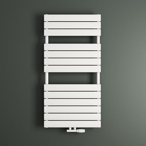 Mai & Mai Badheizkörper Handtuchheizkörper Handtuchhalter Heizkörper bad flach 120x60cm in Weiß Seitenanschluss & Mittelanschluss Paneelheizkörper Horizontal Handtuchwärmer Badheizung