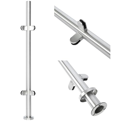 Postes de barandilla de acero inoxidable de 110 cm aleawol para paneles de vidrio de 8-12 mm