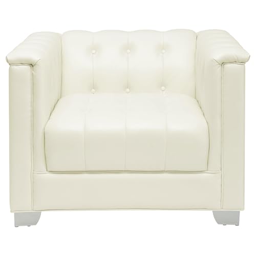 Sillón Blanco con Tapizado de Cuero Sintético miniatura 3