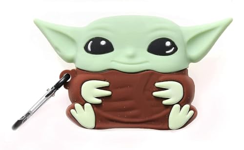 Image of Dezet Cute Soft Silicone Pouh Case for Airpods Pro GEN-2 (2022) � 3D Cartoon Animal Character Cover with Keychain Ring, Shockproof & Dustproof Protective Case for Kids & Girls (YODA)
