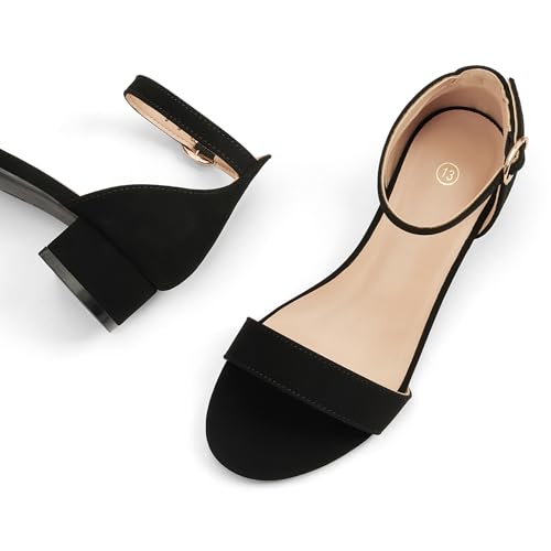 Image of K KomForme Girls Sandals Low Heels Dress Pump Ankle Strap Open Toe Wedding Party Shoes(Toddler /Little Kids /Big Kids)