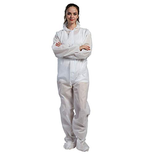 Cityelf Disposable Coveralls with Hood Boot and Elastic Cuff Wrists Overalls Unisex Suit