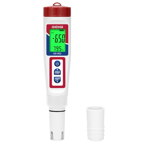 GIDIGI Digitaler Wasserstoff-Wassertester, ORP Messgerät, 6-in-1 pH TDS Tester für Hauswasser, pH ORP TDS EC Temperatur H2 Meter für Trinkwasser, Hydrokultur, Pools, Aquarien Fische