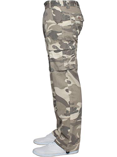 Kruze Mens Combat Cargo Trousers Camouflage Green Camo Summer Pants All Waist3