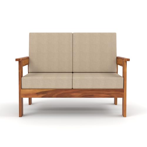 Image of Sheesham Wooden 4 Seater Sofa for Living Room | Solid Wood Sofa | Rosewood Sofa Set for Home & Office | Lounge (Honey, 4 Seater)