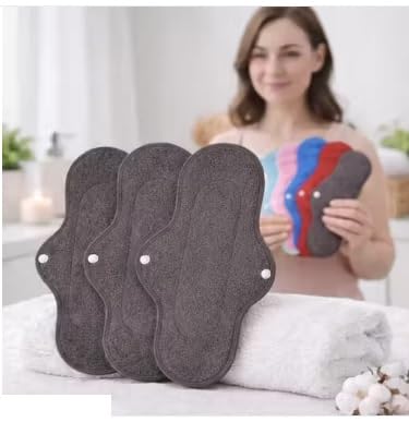 Reusable Cotton Menstrual Cloth Pads with Wings, Heavy Flow, Maroon, Pack of 3 (3, black, Heavy)-image-41