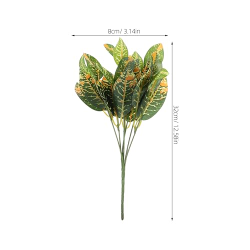 Image of balacoo 4 pcs Artificial Croton Plant Stems 12.59in Faux Tropical Plants Lifelike Greenery for Home Office Wedding Party Indoor and Outdoor Decor