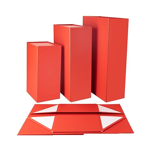 Image of Rsgift Red Gift Box, 11x7.8x3.5 Inches, Magnetic Closure, for Birthday, Wedding, Father's Day, Graduation, Christmas, Thanksgiving