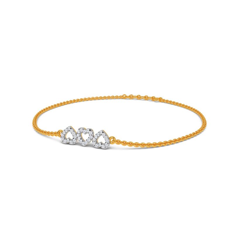 Image of KISNA 14KT|18KT BIS Hallmark Pure Gold Heart bracelets For Women Size -7