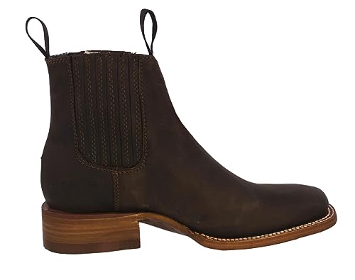 Cowboy Professional Mens #770 Dark Brown Chelsea Ankle Boots Western Wear Leather Square Toe2