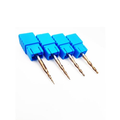 Image of 4pcs /Package Assorted R0.25 & R0.5 & R0.75 & R1.0 with 1 /8 inch (3.175mm) Shank HRC55 2Flutes Tungsten Solid Carbide Tapered Ball Nose End Mill (4pcs, R0.25+R0.5+R0.75+R1.0)