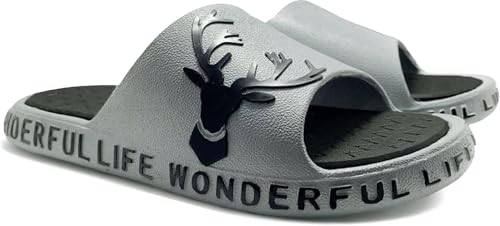 Buy BRUTON Stylish Eco-Friendly Slippers Light-Weight Slipper for Men (SLP-1074-GREY-8_BAZ) at Amazon.in - Image 3