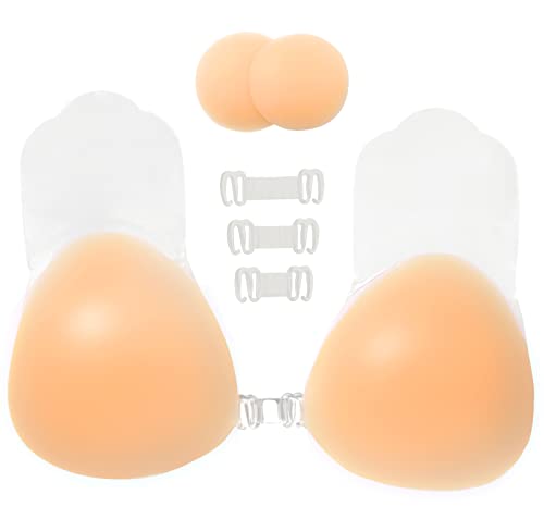 RHYFF Adhesive Bra Strapless Sticky Push Up Silicone Reusable Invisible Lifting Bra for Women with Nipple Covers