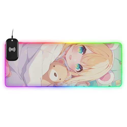 Grand tapis de souris de bureau Gi Anime imperméable et lumineux 90,9x40,9 cm