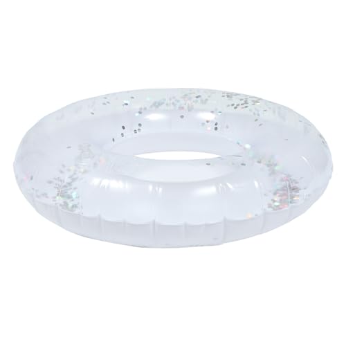 IMIKEYA Transparent Inflatable Swimming Ring with Colorful Sequins Pool Accessory for Adults Lightweight Material Reflective Design for Safe Water Fun