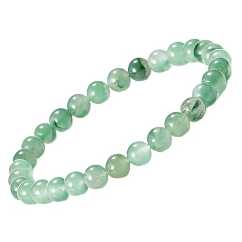 Aluckiss 6mm African Jade Bracelets for Women Men 6.8 inch African Jades Crystal Round Beaded Stretch Bracelet Natural Gemstone Handmade Polishing Stone for Spiritual Healing Meditation Yoga
