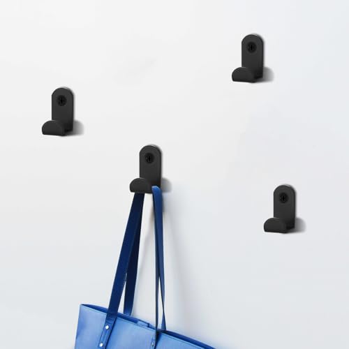 12 Pcs Black Coat Hooks Wall Mounted, Small Heavy Duty Black Wall Hooks for Hanging Coats Home Bathroom Kitchen Outdoor Door Clothes Hat Robe Towels Keys Bags Storage