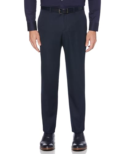 Perry Ellis Portfolio - Pantalón de Vestir para Hombre, Ajuste Moderno, sin Planchar, elástico Frontal Plano (tamaño de Cintura 30-42), Twilight, 33W x 30L