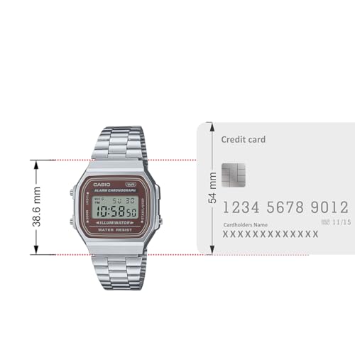 Image of Casio Vintage A168WA-5AYDF Brown Digital Dial Silver Stainless Steel Band D331