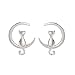 S.Leaf Cat on Moon Stud Earrings Sterling Silver Crescent Moon Cat Earrings Cat Lovers Gift (silver)