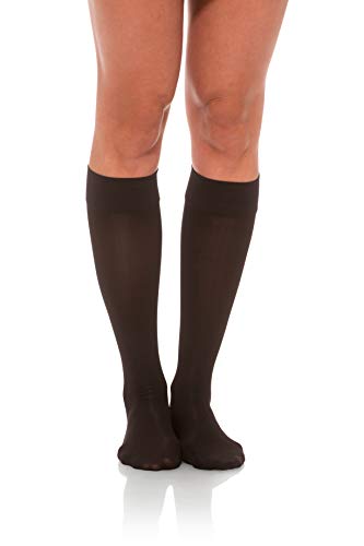 Jomi Compression Knee High Collection, 20-30mmHg Sheer Closed Toe 232 (Medium, Black)