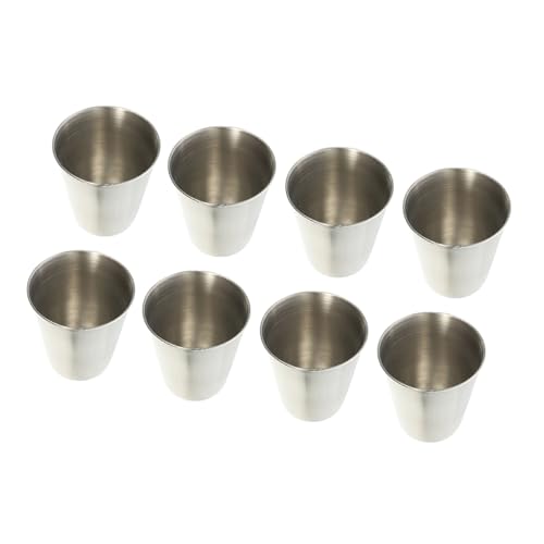 MOTHNUR 8 piezas Copas Pequeñas de Acero Inoxidable para Licor y Vino Blanco Resistentes Golpes con Base Estable y Diseño Fácil de Limpiar para Uso Doméstico y Portátiles